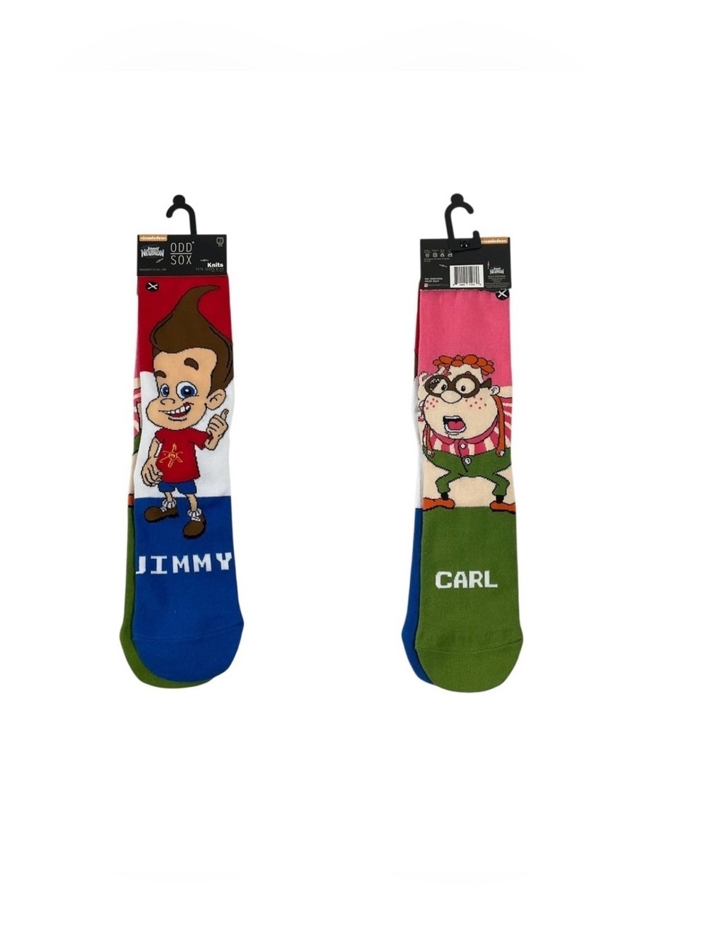 Nickelodeon Odd Sox Jimmy Neutron & Carl Wheezer Crew Socks ( 1 pair of socks )